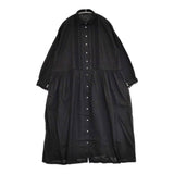 nest Robe 01231-1293 UpcycleLino レース襟付きワンピース コットンリネン シャツワンピース サイズF ワンピース ブラック レディース ネストローブ【中古】6-0525M△
