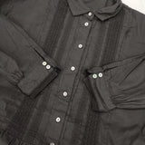 nest Robe 01231-1293 UpcycleLino レース襟付きワンピース コットンリネン シャツワンピース サイズF ワンピース ブラック レディース ネストローブ【中古】6-0525M△