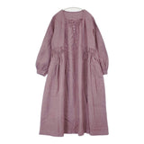 nest Robe 01203-1067 ファナージュ切替ギャザーワンピース リネン 日本製 サイズF ワンピース パープル レディース ネストローブ【中古】6-0609M△