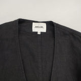 Morris&Sons リネン 羽織 サイズ0 ノーカラージャケット ブラック レディース モリスアンドサンズ【中古】6-0511M△