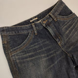 23区 ストレッチ ブーツカット フレア センタープレス サイズ44 デニムパンツ ネイビー レディース ニジュウサンク【中古】6-0805G∞