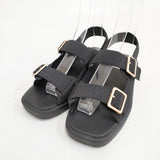 STEPPI ステッピ 【洗える】バックルベルト サンダル 定価11990円 オンワード サイズ24.5cm サンダル ブラック レディース【中古】6-0416S◎