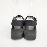 STEPPI ステッピ 【洗える】バックルベルト サンダル 定価11990円 オンワード サイズ24.5cm サンダル ブラック レディース【中古】6-0416S◎
