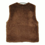 MACPHEE リサイクルボア Vネックベスト サイズ36 定価26400円 プルオーバー ベスト 24AW キャメル ブラウン レディース マカフィー【中古】6-0922T♪
