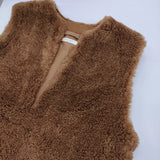 MACPHEE リサイクルボア Vネックベスト サイズ36 定価26400円 プルオーバー ベスト 24AW キャメル ブラウン レディース マカフィー【中古】6-0922T♪