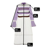 Mame Kurogouchi Nostalgic Pattern Knit Dress 定価37000円 シルク混 日本製 サイズ2 ワンピース ホワイト パープル レディース マメクロゴウチ【中古】6-0525M△