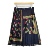 Sacai フラワープリント プリーツ 花柄 定価51000円 巻きスカート 日本製 サイズ2 ロングスカート ネイビー 多色 レディース サカイ【中古】6-0525G△