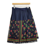 Sacai フラワープリント プリーツ 花柄 定価51000円 巻きスカート 日本製 サイズ2 ロングスカート ネイビー 多色 レディース サカイ【中古】6-0525G△