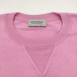 JOHN SMEDLEY 前V MERINO WOOL EXTRAFINE サイズL メリノウール クルーネック セーター ニット ピンク レディース ジョンスメドレー【中古】6-0922T♪