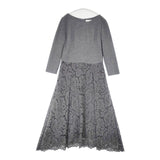 ADORE クラシックレースワンピース 切替 531-8240922 ウール混ドレス ワンピース グレー レディース アドーア【中古】6-1003T∞
