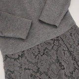 ADORE クラシックレースワンピース 切替 531-8240922 ウール混ドレス ワンピース グレー レディース アドーア【中古】6-1003T∞