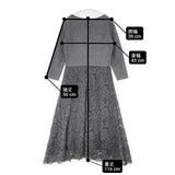 ADORE クラシックレースワンピース 切替 531-8240922 ウール混ドレス ワンピース グレー レディース アドーア【中古】6-1003T∞