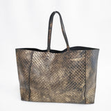 BOTTEGA VENETA イントレッチオ ミラージュ レザー B00672110C トートバッグ ゴールド ブラック レディース ボッテガヴェネタ【中古】6-0518G◎