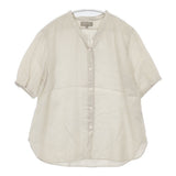 MARGARET HOWELL SOFT LINEN SHIRT バンドカラ― サイズ2 ブラウス シャツ ベージュ レディース マーガレットハウエル【中古】6-0522S♪
