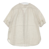 MARGARET HOWELL SOFT LINEN SHIRT バンドカラ― サイズ2 ブラウス シャツ ベージュ レディース マーガレットハウエル【中古】6-0522S♪