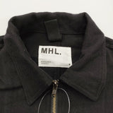 MHL. FELTED WOOL SHIRTING サイズ2 定価49940円 ウールメルトン シャツ ジャケット 25AW ダークネイビー レディース エムエイチエル【中古】6-0922T♪