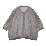 marble sud コットン アクリル クルーネック 七分袖 ダイヤ柄ジャガード ワイド 日本製 カーディガン グレー ホワイト レディース マーブルシュッド【中古】6-0511M△