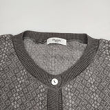 marble sud コットン アクリル クルーネック 七分袖 ダイヤ柄ジャガード ワイド 日本製 カーディガン グレー ホワイト レディース マーブルシュッド【中古】6-0511M△