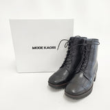 MODE KAORI 新品 トラックソールレースアップブーツ 定価22000円 21459 本革 24.5cm 撥水 断熱 ブーツ ブラック レディース モードカオリ【中古】6-1001T◎