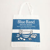 R&D.M.Co- 新品 BLUE BAND TOTE BAG ブルーバンド柄 定価7700円 リネン100％ トートバッグ ホワイト ブルー レディース オールドマンズテーラー【中古】6-0809G∞