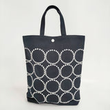 mina perhonen 未使用品 kanssa tote M tambourine 刺繍 ada7295p トートバッグ 25AW ネイビー ホワイト レディース ミナペルホネン【中古】6-0421G♪
