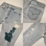 PATRINIA Hand Stitch Woven Wool & Cashmere 5.5H ウール カシミヤ リメイク加工 USA Levi's 501 デニムパンツ ライトブルー レディース パトリニア【中古】6-0525G△
