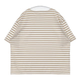 veritecoeur 1×1ボーダーハーフスリー 定価11000円 VVC-464 ボートネック 半袖Ｔシャツ カットソー 24SS ベージュ ホワイト レディース ヴェリテクール【中古】6-0522S♪