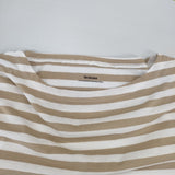 veritecoeur 1×1ボーダーハーフスリー 定価11000円 VVC-464 ボートネック 半袖Ｔシャツ カットソー 24SS ベージュ ホワイト レディース ヴェリテクール【中古】6-0522S♪