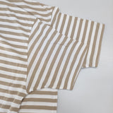 veritecoeur 1×1ボーダーハーフスリー 定価11000円 VVC-464 ボートネック 半袖Ｔシャツ カットソー 24SS ベージュ ホワイト レディース ヴェリテクール【中古】6-0522S♪