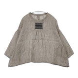 Vlas Blomme リネン スモッキング刺繍 プルオーバー ワイドシルエット サイズF 日本製 ブラウス シャツ グレー レディース ヴラスブラム【中古】6-0511M△