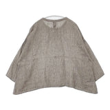Vlas Blomme リネン スモッキング刺繍 プルオーバー ワイドシルエット サイズF 日本製 ブラウス シャツ グレー レディース ヴラスブラム【中古】6-0511M△