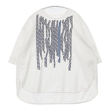 akane 鹿の子 フリル 24168-1290 サイズM～L 半袖Ｔシャツ カットソー ホワイト ブルー レディース アカネ【中古】6-0522S♪