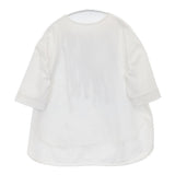 akane 鹿の子 フリル 24168-1290 サイズM～L 半袖Ｔシャツ カットソー ホワイト ブルー レディース アカネ【中古】6-0522S♪