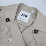 ZARA フラワー刺繍 サイズM コットンポリエステル ベルト付き トレンチコート ベージュ レディース ザラ【中古】6-0820M∞