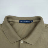 RALPH LAUREN ビーズ刺繍 サイズXL ポロシャツ カーキ レディース ラルフローレン【中古】6-0522S♪