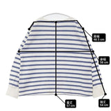 nest Robe ラッセルボーダースクエアトッププルオーバー 定価16500円 01251-1071 長袖Ｔシャツ カットソー ロンＴ 25SS ホワイト ブルー レディース ネストローブ【中古】6-0808M∞