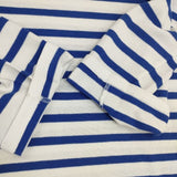 OUTIL コットン ボーダー バスクシャツ サイズ0 フランス製 長袖Ｔシャツ カットソー ロンＴ ホワイト ブルー レディース ウティ【中古】6-0720M∞