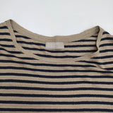 MARGARET HOWELL JERSEY サイズ2 578-168206 ボーダー リネン 半袖Ｔシャツ カットソー ベージュ ネイビー レディース マーガレットハウエル【中古】6-0522S♪