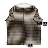 MARGARET HOWELL JERSEY サイズ2 578-168206 ボーダー リネン 半袖Ｔシャツ カットソー ベージュ ネイビー レディース マーガレットハウエル【中古】6-0522S♪