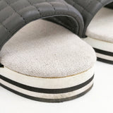 mina perhonen pied du lac 革 レザー サイズ24.5cm ws7569 牛革 サンダル ベージュ ブラック レディース ミナペルホネン【中古】6-0425S◎