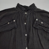 nest Robe 長袖 シャツワンピース ギャザー 日本製 ワンピース ブラック レディース ネストローブ【中古】6-0511M△