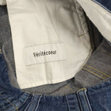 veritecoeur バーティカルポケットデニムパンツ 定価24200円 ST-042 コットンリネン デニムパンツ ブルー レディース ヴェリテクール【中古】6-0808G∞