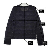 ELISA リネン混 スパンコール クルーネック 日本製 サイズ2 カーディガン ブラック レディース エリザ【中古】6-0511M△