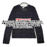 ELISA リネン混 スパンコール クルーネック 日本製 サイズ2 カーディガン ブラック レディース エリザ【中古】6-0511M△