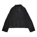 HUG O WaR 新品 LOGAN別注 スクエアクロシェカーディガン 定価25300円 HG-L983 ニット カーディガン 26SS ブラック レディース ハグオーワー【中古】6-0505M♪