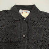HUG O WaR 新品 LOGAN別注 スクエアクロシェカーディガン 定価25300円 HG-L983 ニット カーディガン 26SS ブラック レディース ハグオーワー【中古】6-0505M♪