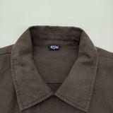45R/45rpm リネン908サファリSHIRT サイズ2 オープンカラー 長袖シャツ ブラウン レディース フォーティーファイブアールピーエム【中古】6-0612M♪