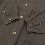 45R/45rpm リネン908サファリSHIRT サイズ2 オープンカラー 長袖シャツ ブラウン レディース フォーティーファイブアールピーエム【中古】6-0612M♪