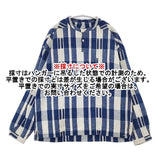45R/45rpm カディリネンの藍絣 チェック 長袖シャツ ブルー ホワイト レディース フォーティーファイブアールピーエム【中古】6-0720M∞