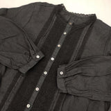 nest Robe リネン レース付き 001183-1124 定価19000円 ブラウス シャツ ブラック レディース ネストローブ【中古】6-0613M∞